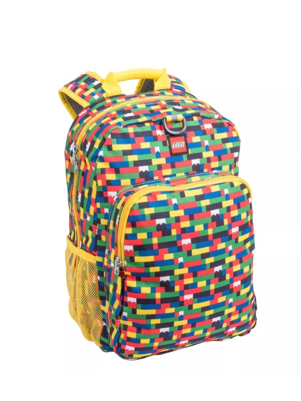 Lego Multicolor Brick-Pattern Backpack with Yellow Trim